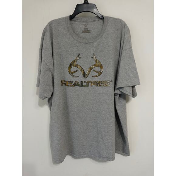 Realtree graphic t-shirt in gray with iconic camo antler logo sz 3XL outdoor - Picture 1 of 3
